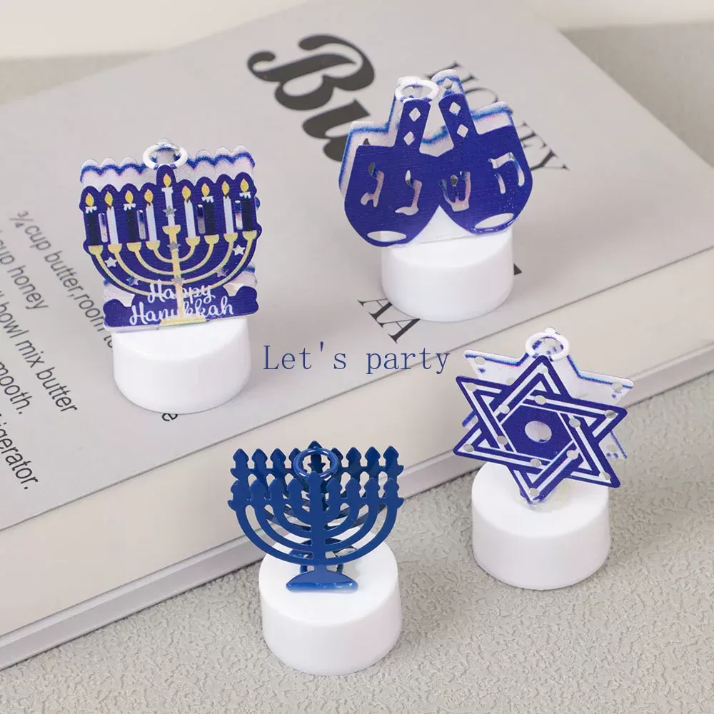 מנורת LED מתכתית לחנוכה - סט של 4 - תמונה 2
