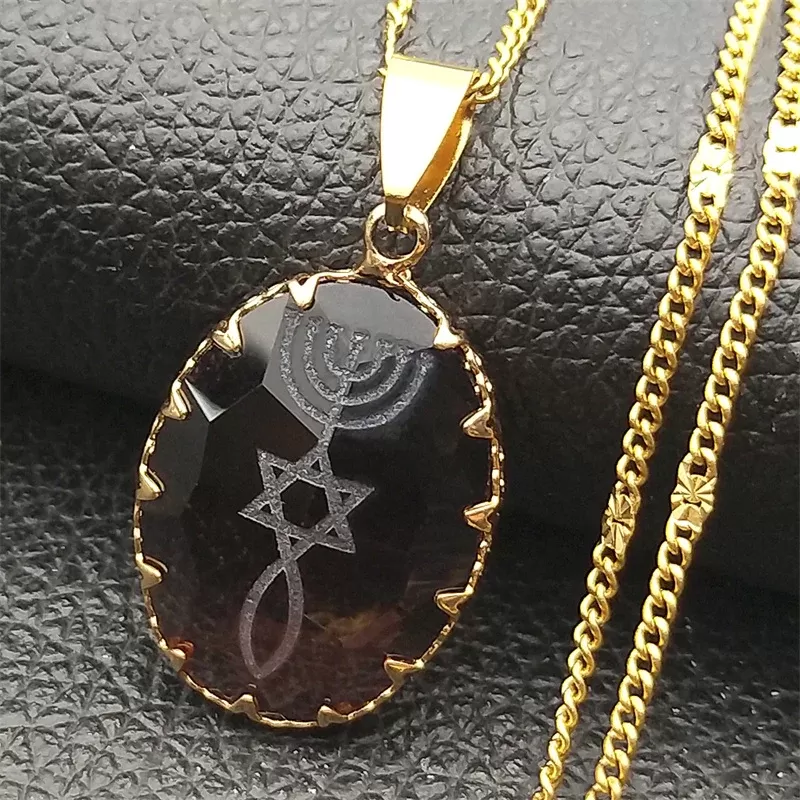 תליון מגן דוד מזכוכית - תכשיט יהודי - תמונה 4