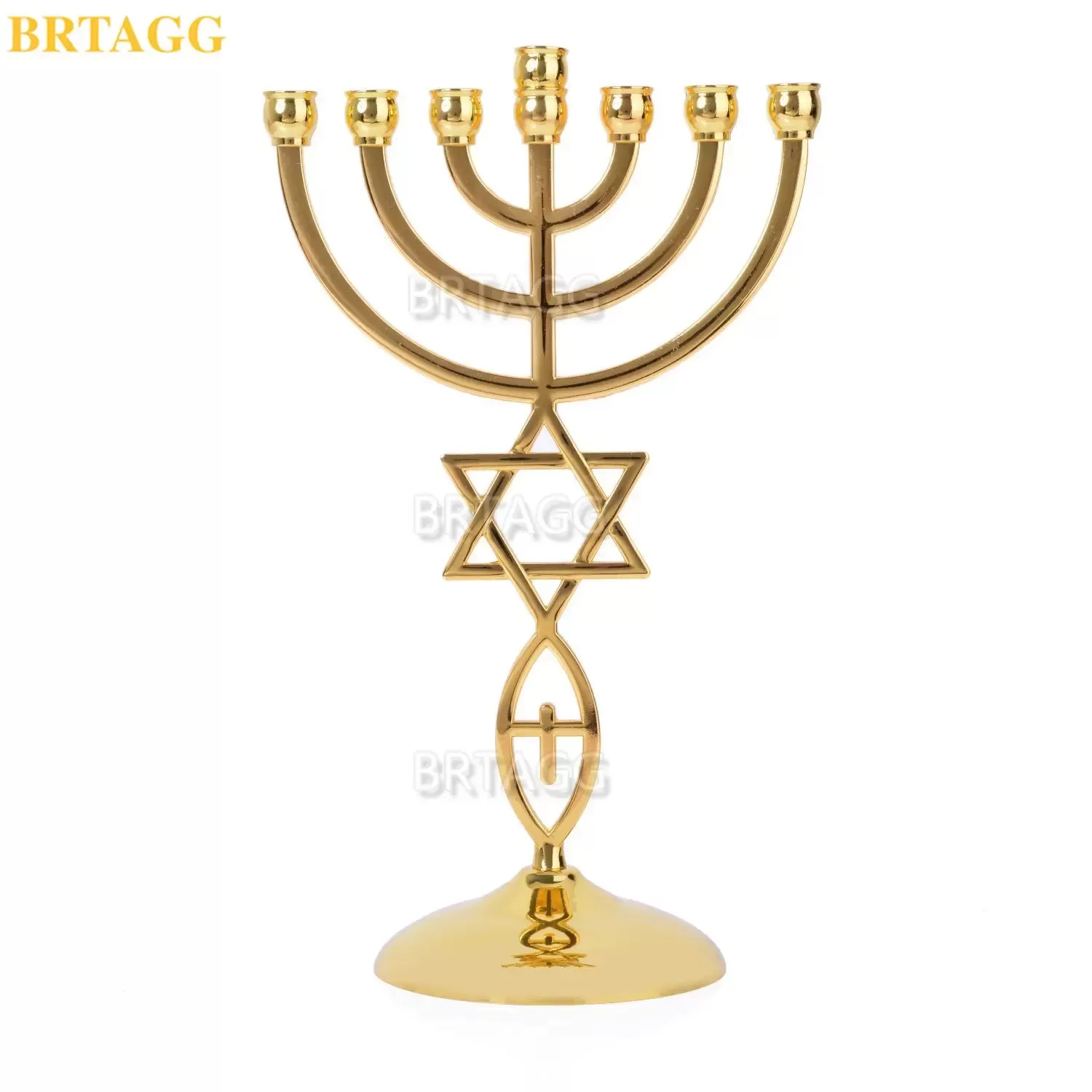 מנורת שבת 7 קנים עם מגן דוד ויד חמסה